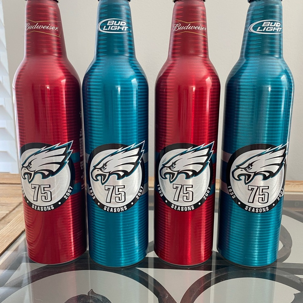 Budweiser and Bud Light Eagles Commemorative Bottles - Red and Blue